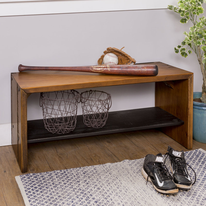 Loon Peak® Osterhoudt Solid Wood Shelves Storage Bench & Reviews Wayfair